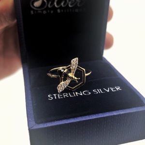 925 Sterling Silver 18KGP Bee & Honeycomb Ring